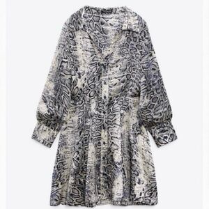 ZARA python animal snake print fun party cocktail long sleeve dress